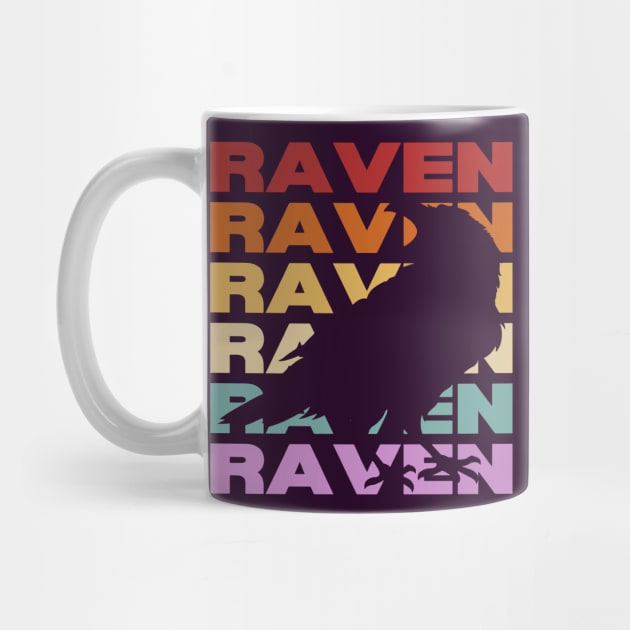 Raven - Vintage Retro Sunset Typography - Cool & Poetic by TuncGK